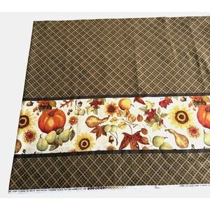 Fall Thanksgiving Harvest David Textile Gourds Quilt Double Border Fabric 2yx58"